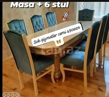 stol ve stul: Qonaq otağı üçün, Yeni, Açılmayan, Dördbucaq masa, 6 stul — 1