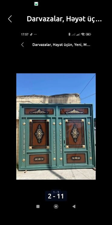 Həyət darvazaları: Dəmir Həyət darvazası, Yana açılan, Mexaniki, Qapı ilə, rəng - Qara — 8