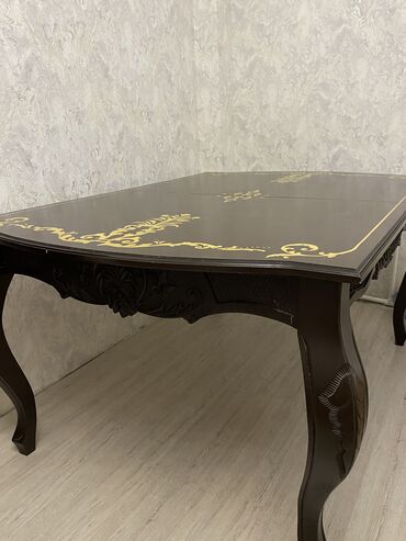 qabaq stol: Qonaq otağı üçün, İşlənmiş, Açılmayan, Dördbucaq masa, 6 stul, Azərbaycan