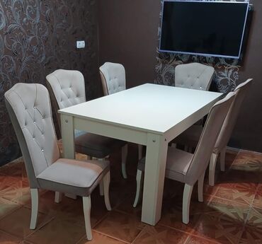 старые стулья: İşlənmiş, Dördbucaq masa, 6 stul