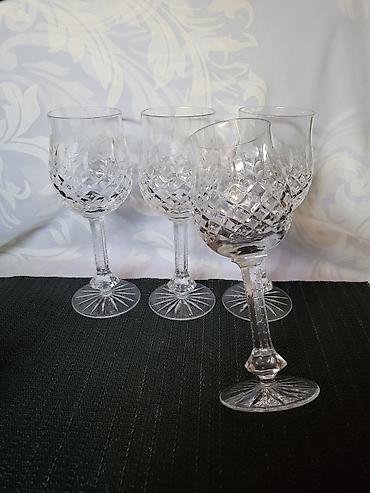 Čaše: Case kristal,gravura za vino 80te.god. Masivne case kristal za vino — 8