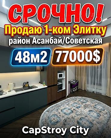 48: 1 комната, 48 м², Асанбай мкр Элитка, 14 этаж, Дизайнерский ремонт — 1