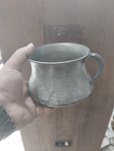 Antik metall fincan/kasa - Material: döymə metal (qalay/boz ərinti