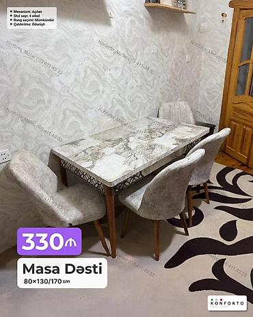 Masa Dəsti – Açılan mexanizmli - Ölçü: 80×130/170 sm (masa uzadıla