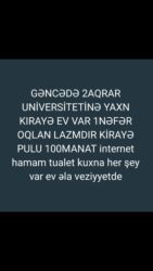 Qarajlar: Gəncədə 2Dənə Aqrar Universitetinə yaxın kirayə evdə 1 nəfər oğlan
