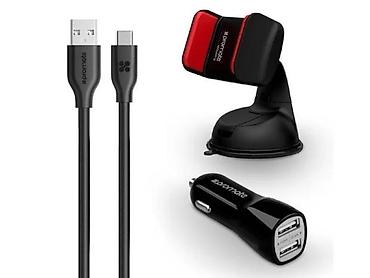 Žičani punjači za telefone: Promate komplet za automobil – držač telefona + auto punjač sa 2 USB — 1