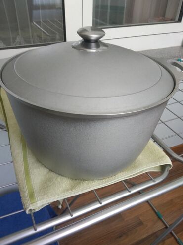 купить чугуный казан: Алюминиевый казан с крышкой - Материал: литой алюминий - Форма