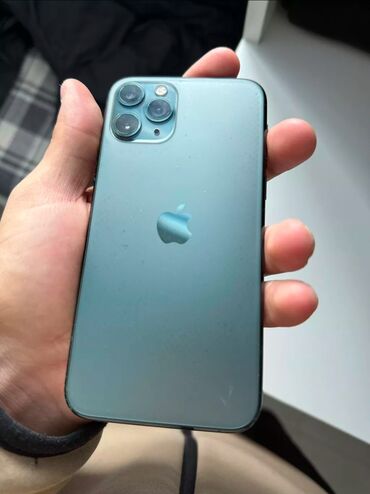 телефон посо: IPhone 11 Pro, Б/у, 256 ГБ, Alpine Green, Зарядное устройство, Чехол, Кабель, 82 %