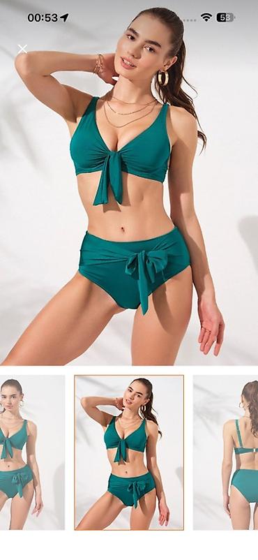 Çimərlik geyimləri: Iki hissəli qadın bikini dəsti – zümrüd-yaşıl rəngdə - Üst — 2