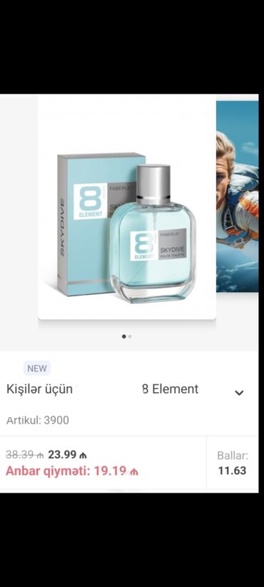 faberlic desirable qiymeti: Kişi ətri 8 elemet 100ml Üst notlar: berqamot, qarpız, nanə, ozon