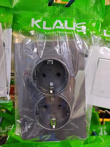 Розетка, С заземлением, Klaus, Встроенные, 2 гнезда