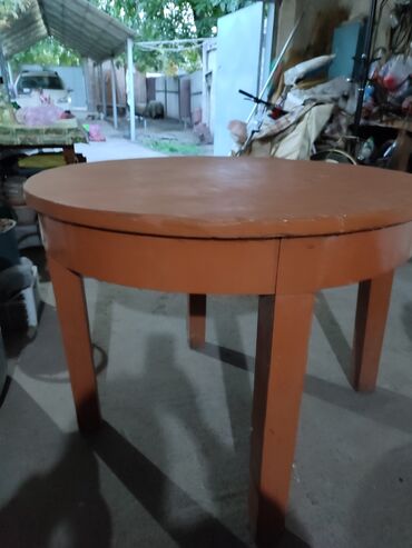 круглый деревянный стол реставрация лаком: Стол, цвет - Коричневый, Б/у