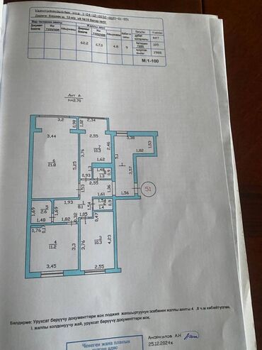 сдаю квартиры ак ордо: 3 комнаты, 80 м², 106 серия, 8 этаж, Косметический ремонт