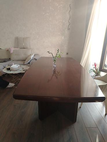 divar dekor: Taxta yemək/iş masası - Material: massiv ağac, tünd qəhvəyi laklı — 1