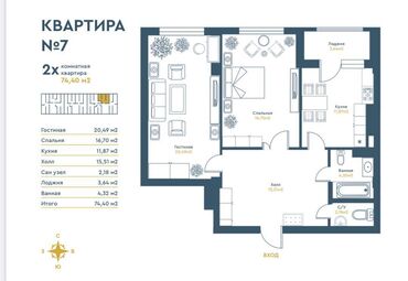 Продажа квартир: 2 комнаты, 75 м², Элитка, 11 этаж, ПСО (под самоотделку)
