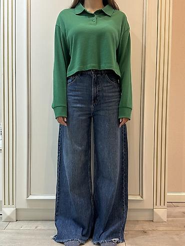 Cinslər: Qadınlar üçün oversize kəsimli, enli balaqlı cins şalvar - Model — 2
