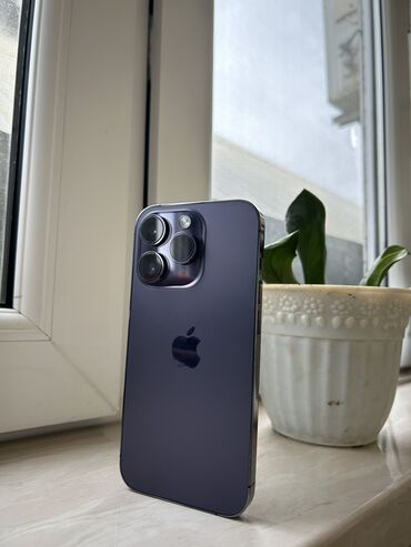 Apple iPhone: IPhone 14 Pro, 128 GB, Deep Purple, Zəmanət, Simsiz şarj, Face ID