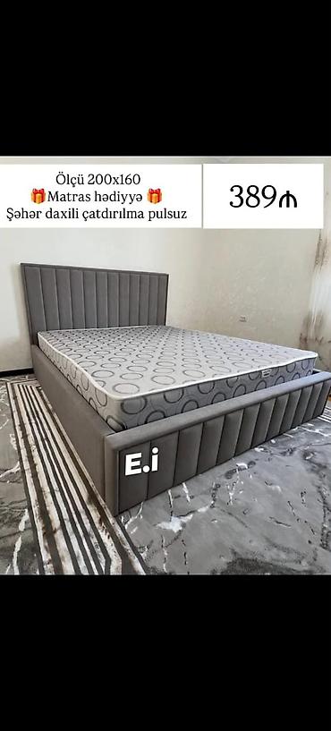 İki nəfərlik yataq dəsti - Ölçü: 200 x 160 sm - Rəng: bozumtul