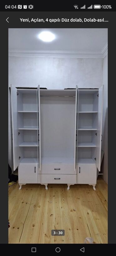 Dolablar: Yeni, Açılan, 4 qapılı Düz dolab, Dolab-asılqan, Azərbaycan — 6