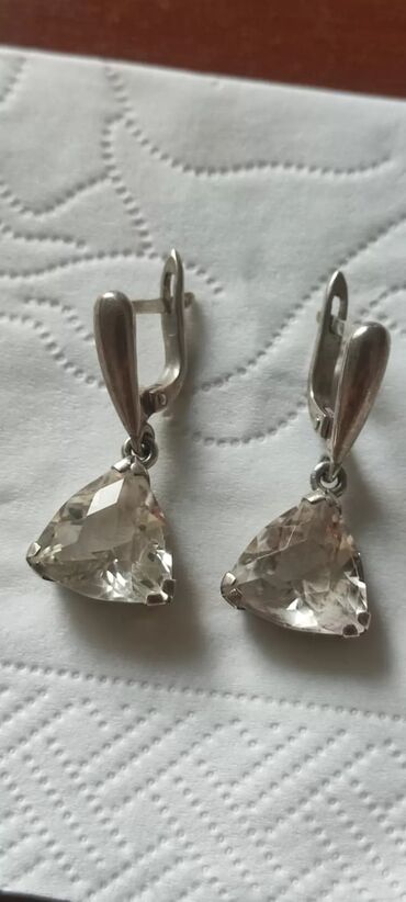 Серебряные серьги: Серебро с Горным хрусталем, серьги, 2200 сом