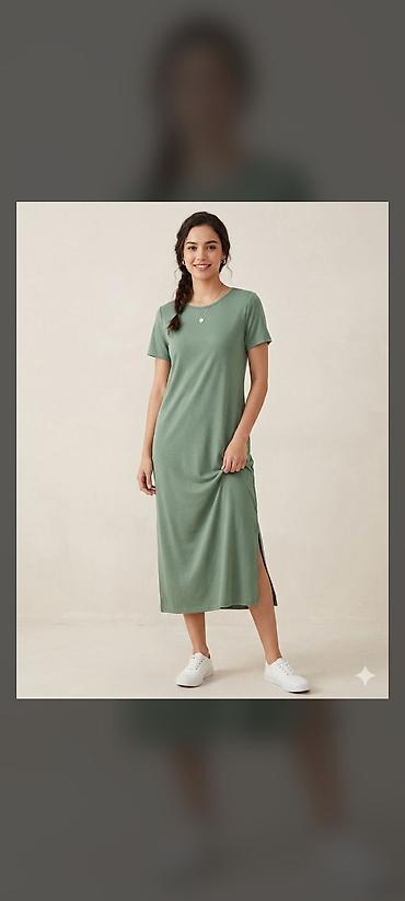 klassik ayaqqabı: Qırmızı qadın paltarı Razmer:40 - Model: qısaqollu, V-yaxa - Kəsim — 6