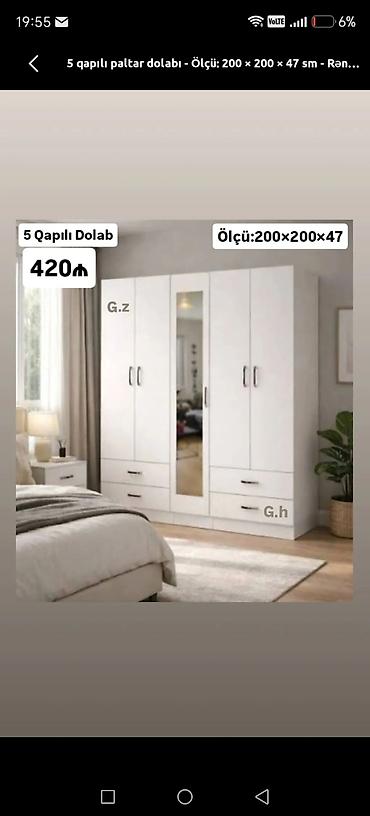 5 qapılı paltar dolabı Ölçü: 200 × 200 × 47 sm Qiymət: 420 ₼ - lalafo.az -da 5 qapılı paltar dolabı Ölçü: 200 × 200 × 47 sm Qiymət: 420 ₼ -