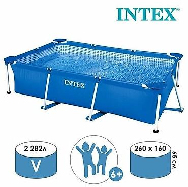 Бассейны: 260/160/65см. Intex 28271 Каркасный прямоугольный бассейн, 2282л — 6