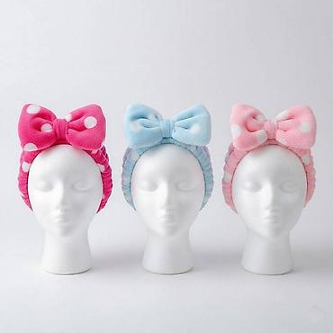 makeup: Повязка ободок резинка полотенце, мягкий ободок, с бантом для макияжа — 1