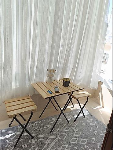 berber mebeleri: Yeni, Kvadrat masa, 2 stul, Açılan, Stullar ilə, Taxta — 7