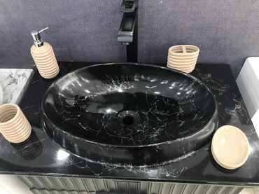 Çanaqlar, tülpanlar: Mərmər naxışlı tezgahüstü əl-üz yuma qabları - Material: parlaq — 10