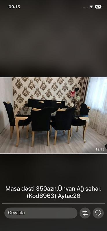 islenmis masalar: Qonaq otağı üçün, İşlənmiş, 6 stul — 1