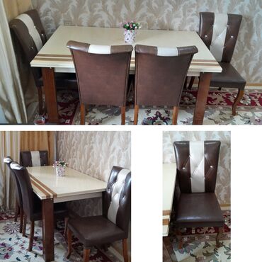 Masa və oturacaq dəstləri: Qonaq otağı üçün, Açılan, Dördbucaq masa, 6 stul, Türkiyə