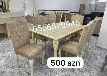 kompyuter stol: Qonaq otağı üçün, Yeni, Açılan, Dördbucaq masa, 6 stul, Azərbaycan