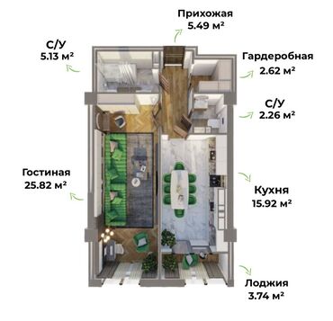 ищу дом на иссык куле: 1 комната, 61 м², 11 этаж, ПСО (под самоотделку)