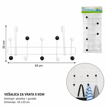 KMT Crno-beli perle 5 kuka – vešalica za vrata, mat bela - Tip