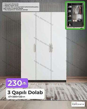 Ev və bağ: 3 qapılı dolab – ölçülər: 47×200×120 sm. - Material: 18 mm laminat - — 1