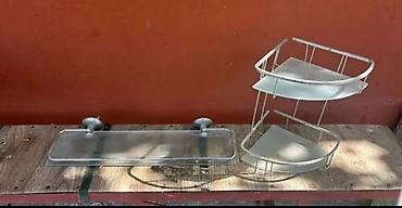Hamam aksesuarları dəsti - Material: paslanmayan metal karkas + şüşə