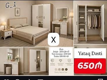 Yataq Dəsti – G_1 modeli Komplekt: - 2 qapılı güzgülü dolab - 200×160