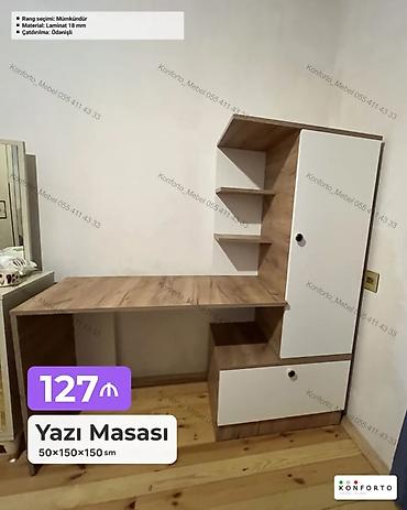 taxta rəf: Düz masa, Stulsuz, Polkalı, Siyirməli, Teksturalı laminat — 1