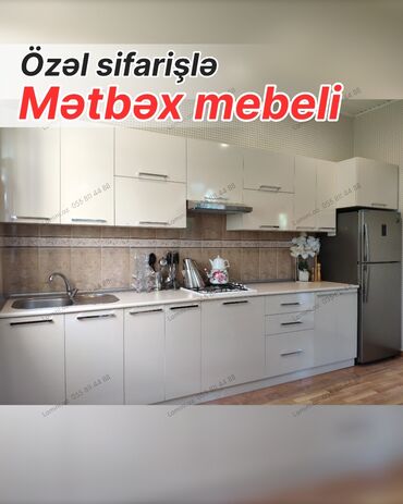 купить кухонную мебель бу: Özəl sifarişlə hazırlanmış mətbəx mebeli - Müasir, düzxətli dizayn