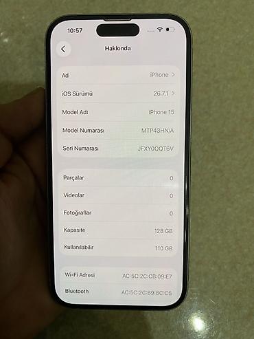 iphone aux: IPhone 15, 128 GB, Ağ, Simsiz şarj, Face ID — 3