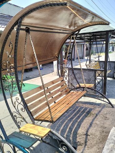 Садовые качели: Садовые качели Металл, Со спинкой, С крышей — 15