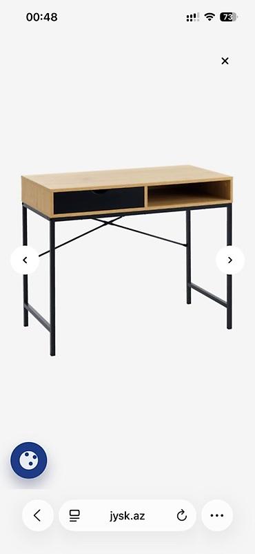Minimalist iş masası – ağac teksturalı üst səth, qara metal karkas lalafo.az -da Minimalist iş masası – ağac teksturalı üst səth, qara metal karkas