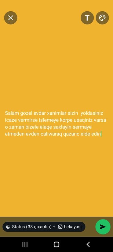 Evdar xanımlar üçün nəzərdə tutulmuş bu elan evdən işləmək imkanı