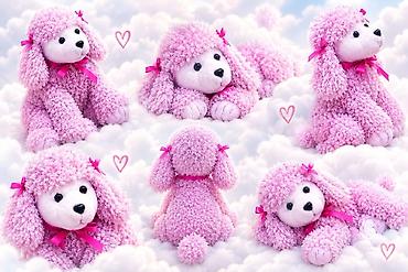 Plišani pudlica pas – roze - Mekani plišani pas u obliku pudlice, u