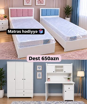 Uşaq/yeniyetmə otağı üçün ağ rəngli mebel dəsti. Dəst tərkibi: - 1