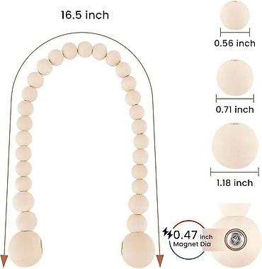 forma ideale lavabo: Držači za zavese sa prirodnim drvenim perlama i magnetnim zatvaranjem — 3