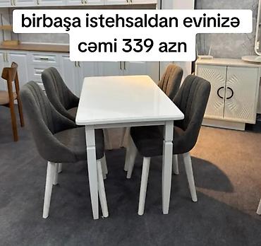 kafe stul: Mətbəx üçün, Yeni, Açılmayan, Dördbucaq masa, 4 stul — 1