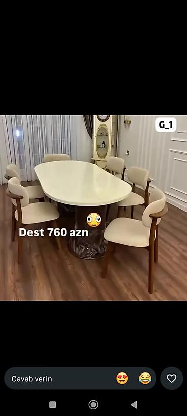 Mebel dəsti və ayrı-ayrı elementlər 1) Yemək masasının dəsti – 6 stul lalafo.az -da Mebel dəsti və ayrı-ayrı elementlər 1) Yemək masasının dəsti – 6 stul