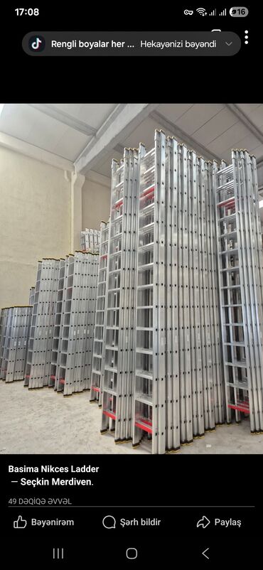 Nərdivanlar: Alüminium qatlanan nərdivan - Material: yüngül və möhkəm alüminium — 15